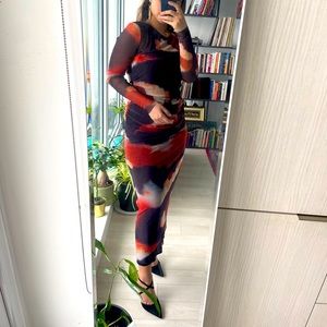 ZARA PRINTED TULLE DRESS